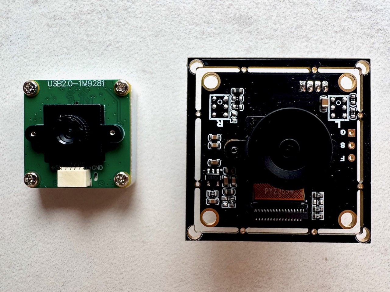 Waveshare OV9281 next to the Arducam OV9281 for size comparison